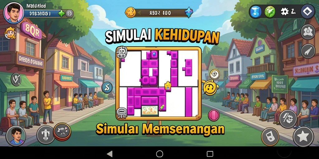 Tampilan gameplay yang menarik dari 8QR dengan berbagai interaksi karakter.