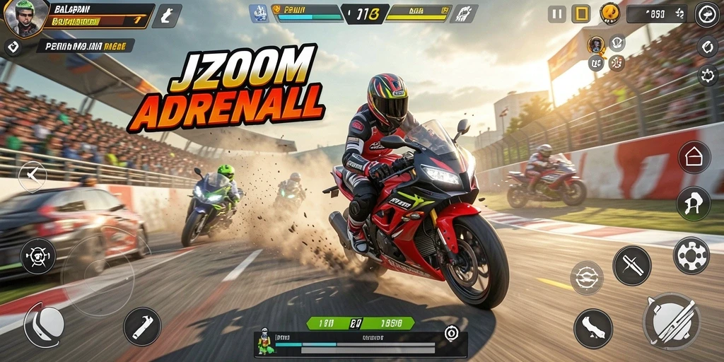 Tampilan menarik dari gameplay balapan motor J200M.